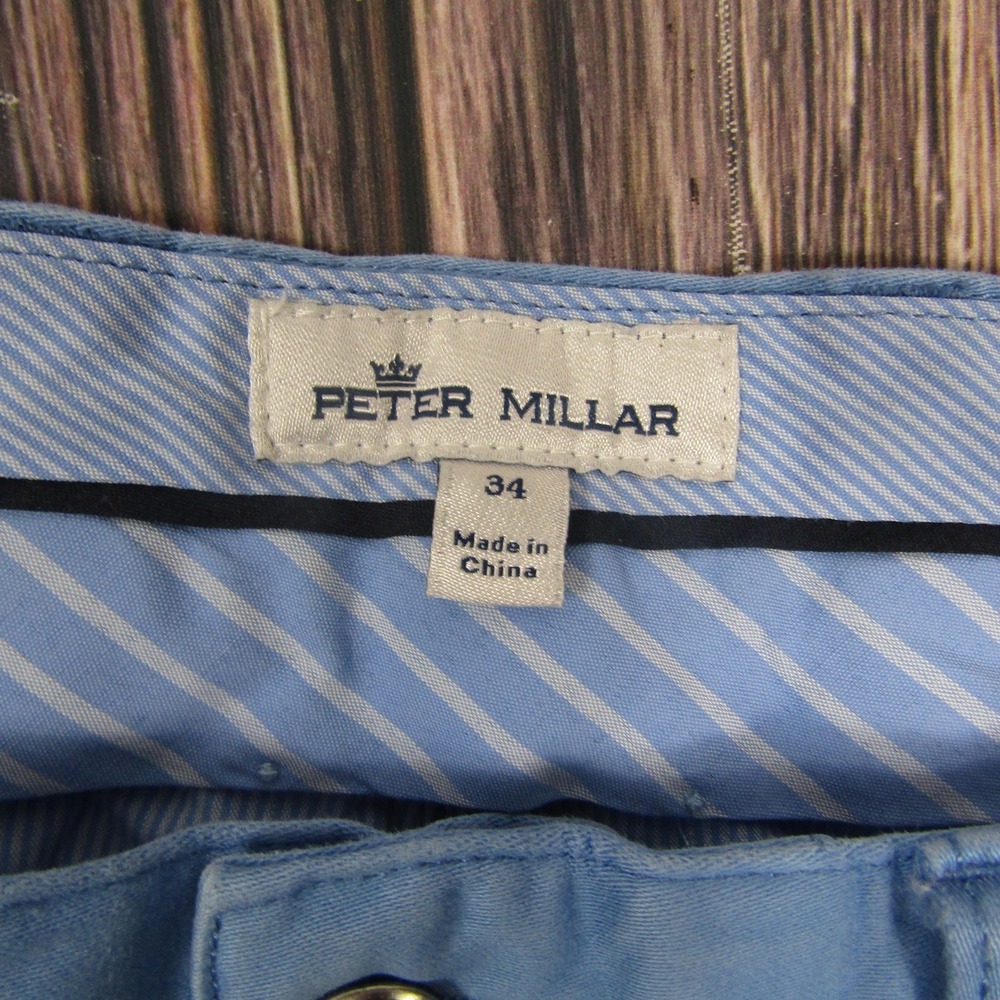 Peter Millar Pants Mens 34x27 Blue Stretch Chino 5 Pocket Cotton Modal Casual - Picture 2 of 6